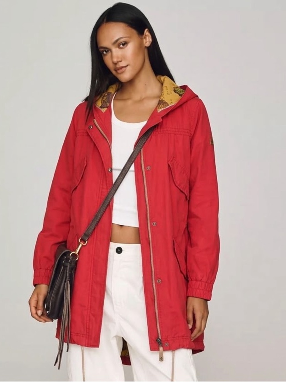 Anthropologie Daughters Of The Liberation Red Rain Chore Barn Coat Butterfly